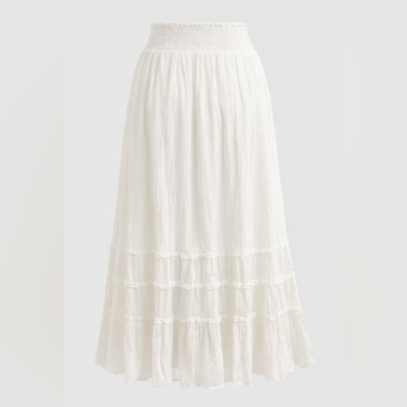 Lulus Sunny Baby White Smocked Tiered High-Waisted Midi Skirt - Large | NWT - Picture 5 of 7
